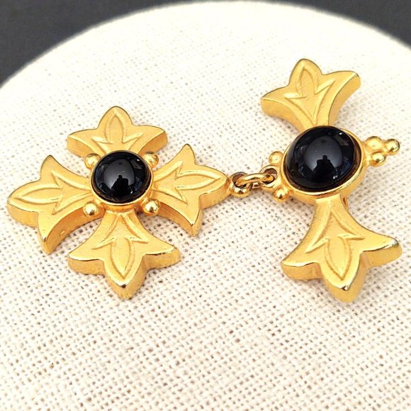 Classiques for Nordstom vintage gold and black glass brooch - Picture 5 of 8